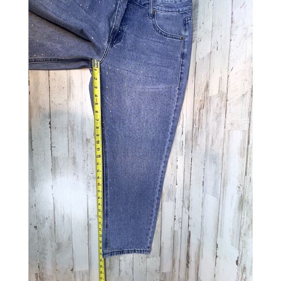 Rock & Roll Denim Cowgirl® 32x27 Straight Cropped High Rise Sequined Front NWT - Picture 15 of 16